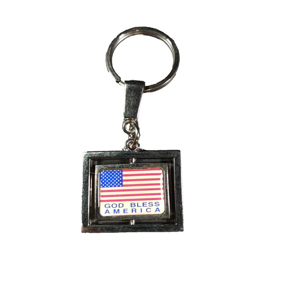 God Bless America Spinner Keychain U.S. Flag VA Western NY Healthcare System - Picture 2 of 5